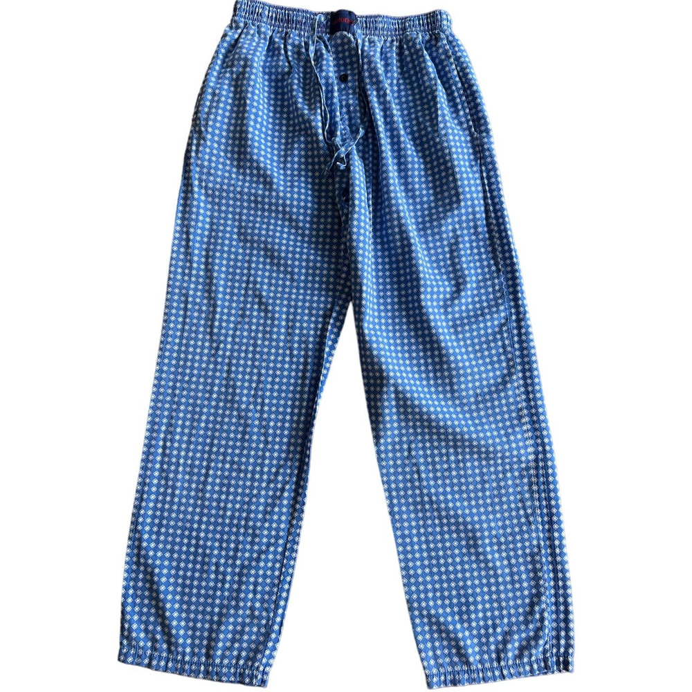 Isotoner Men’s Blue White Check Pajama Lounge Pants Cotton Blend Size M